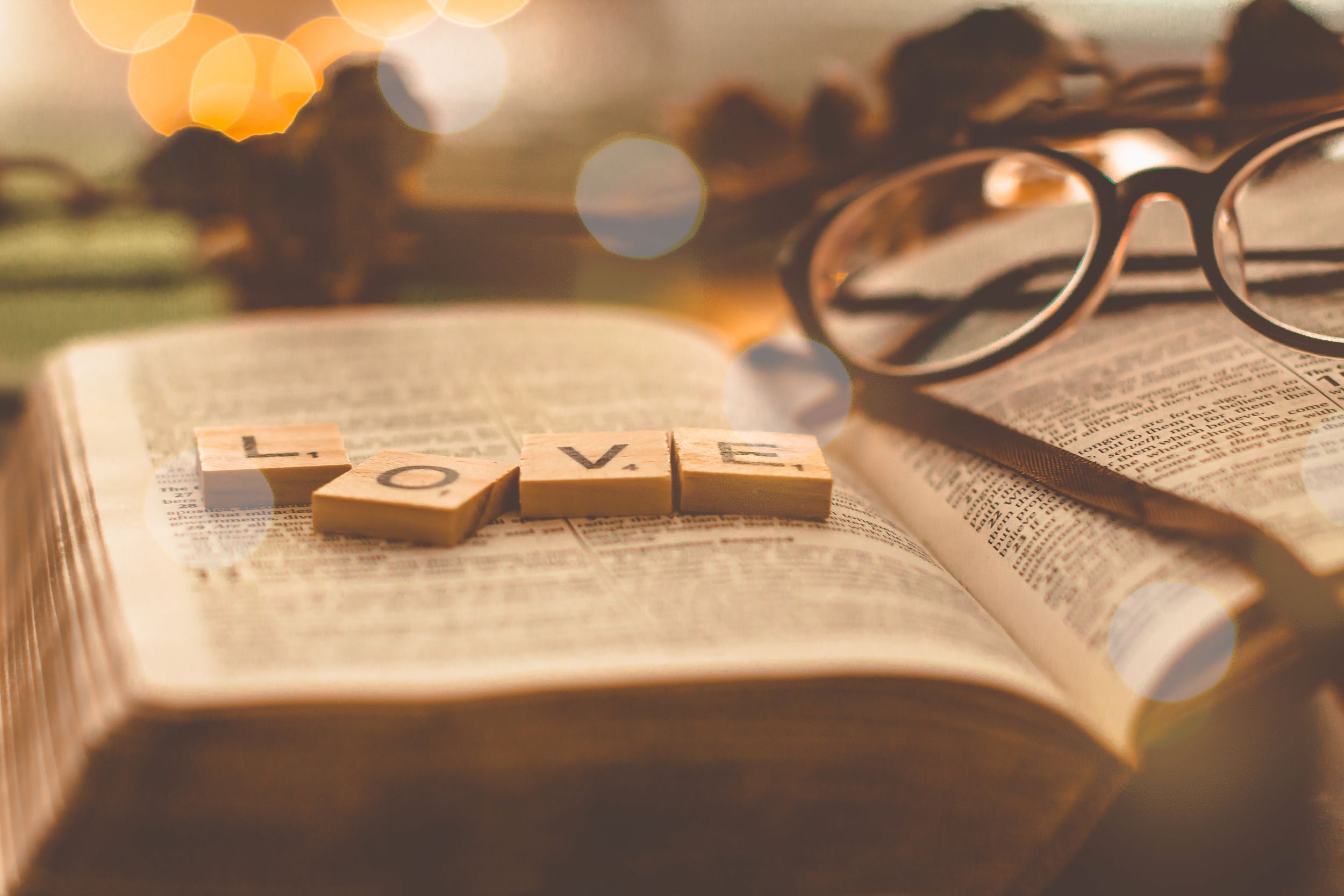 A Bible with the word love on it